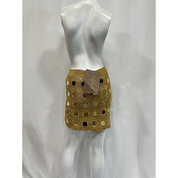 Alix Pinho 'Translucid' Gold Cotton Mini Skirt Size M - NWT - Picture 3 of 5